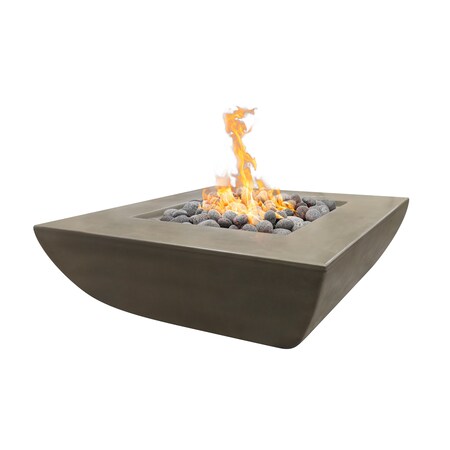The Outdoor Plus 42 Square Avalon Fire Pit - GFRC Concrete - Ash - Plug & Play Electronic Ignition - Natural Gas OPT-AVWLFP4242EKIT-ASH-NG
